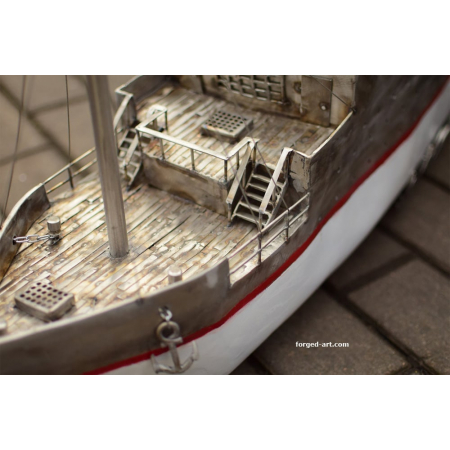 wrought iron model steamship figure